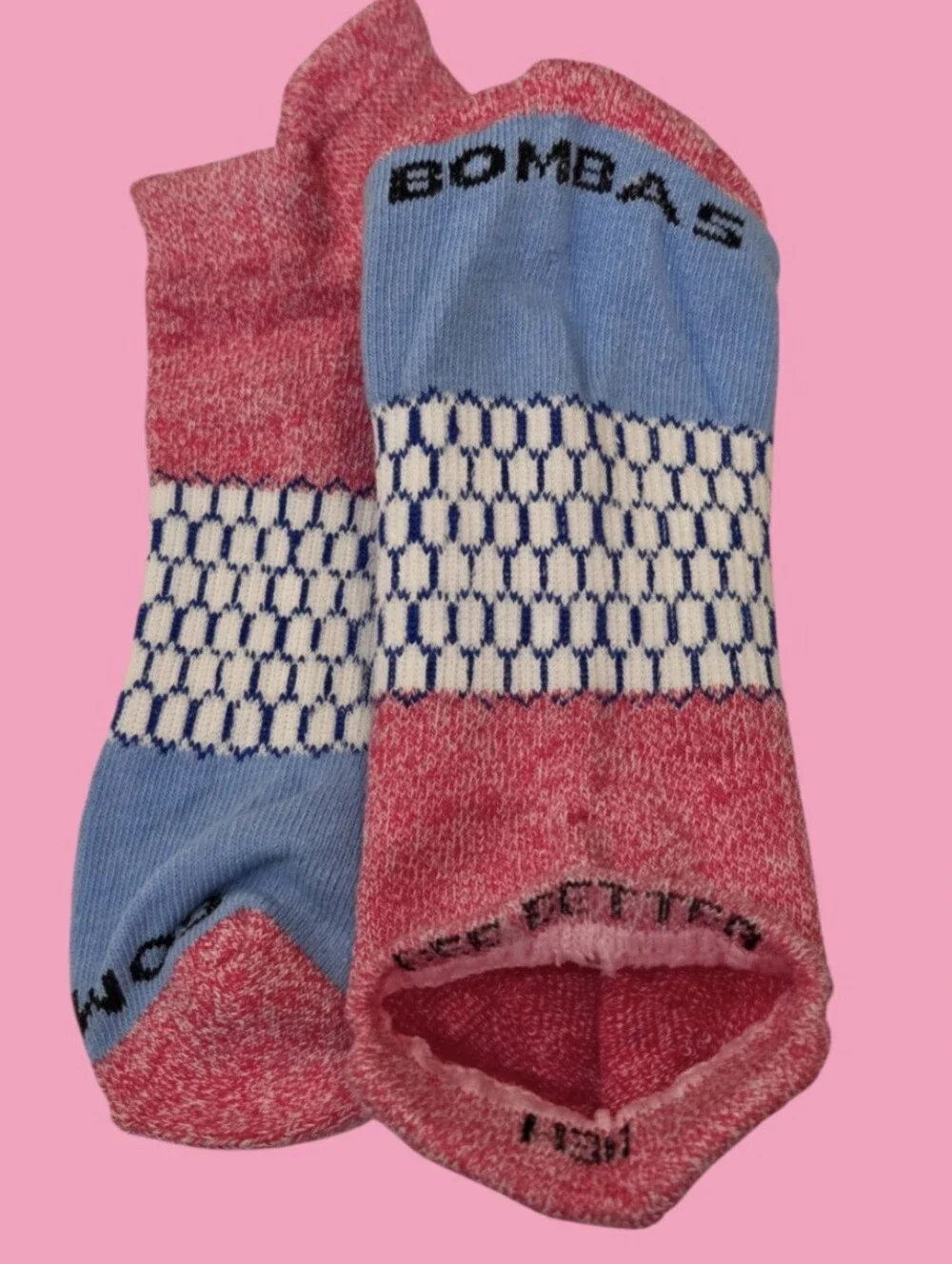 Bombas Medium Ankle Socks Pink Blue 5 Pair BNWT Unisex Honeycomb Arch Support
